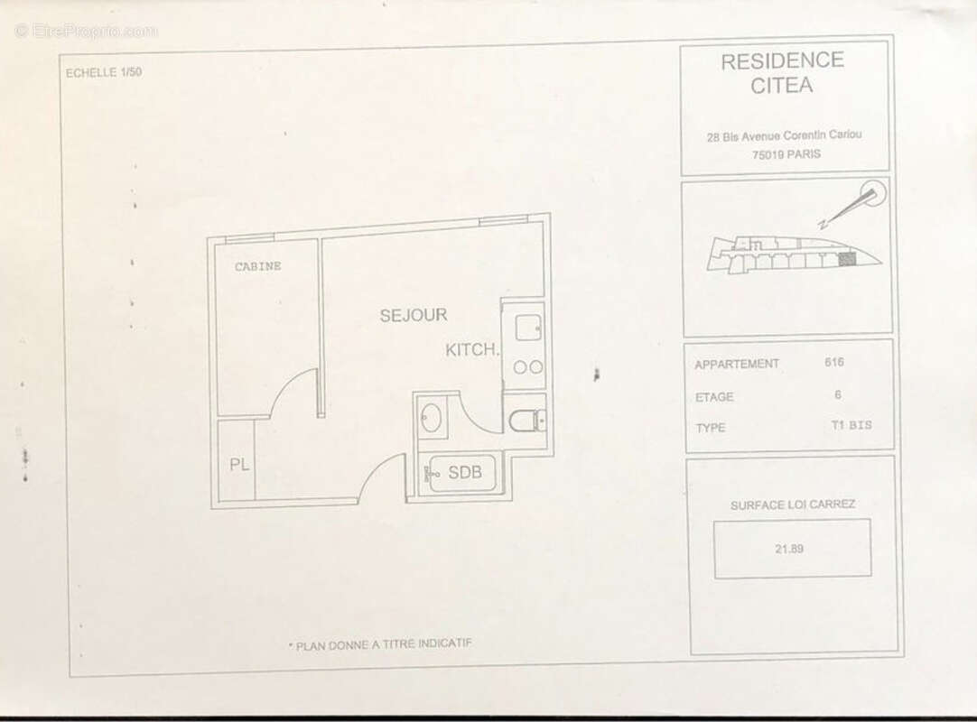 Appartement à PARIS-19E
