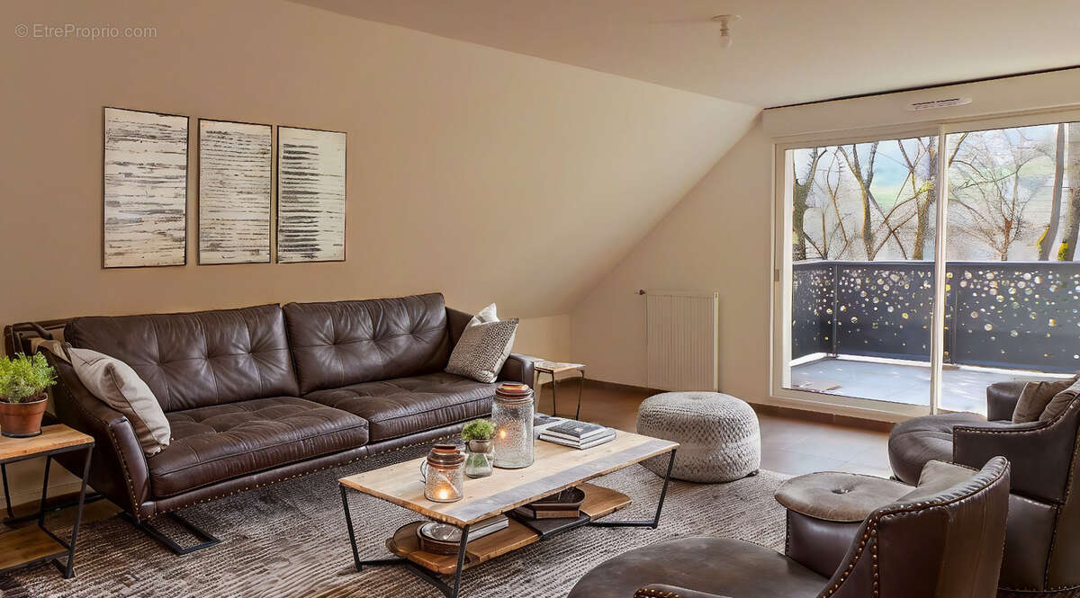 Salon avec home staging - Appartement à GRESY-SUR-AIX